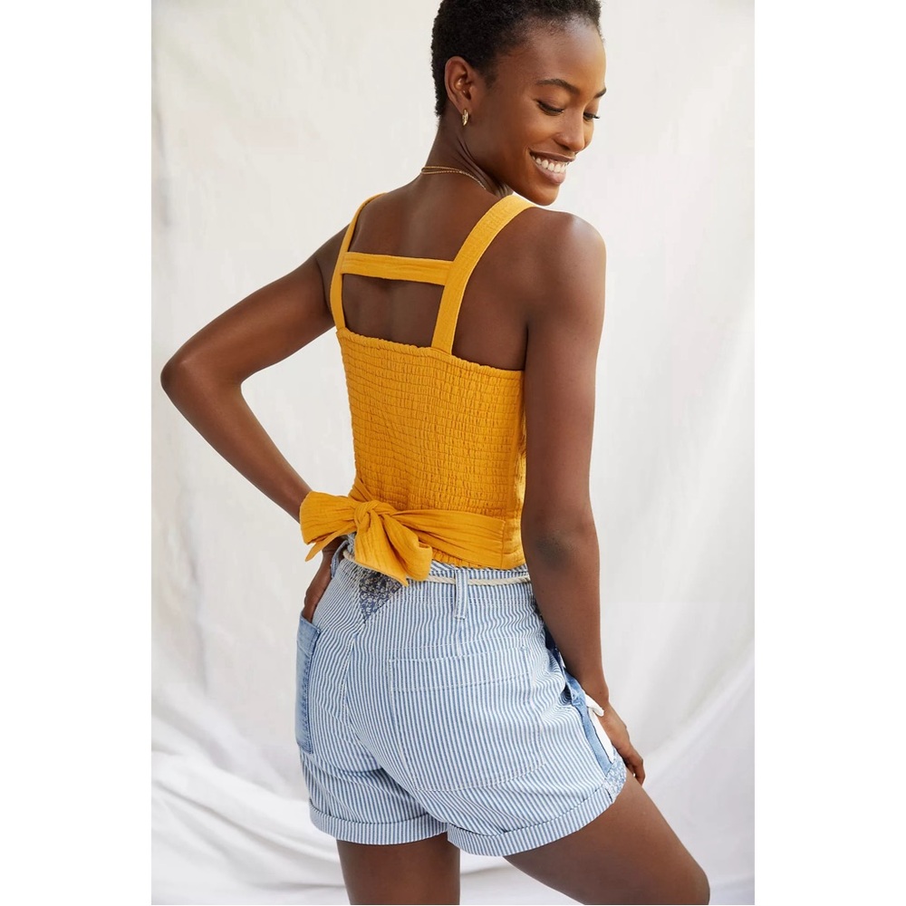 Anthropologie Smocked Tie-Back Tank NWT Size XL